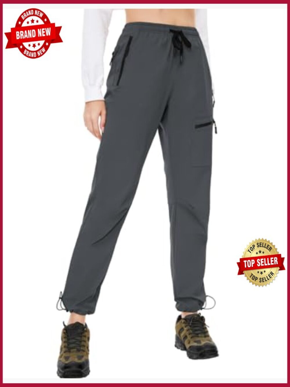 Tall Inseam Hiking Cargo Pants Lightweight Water Resistant 4 Pockets Athletic - Picture 2 of 7